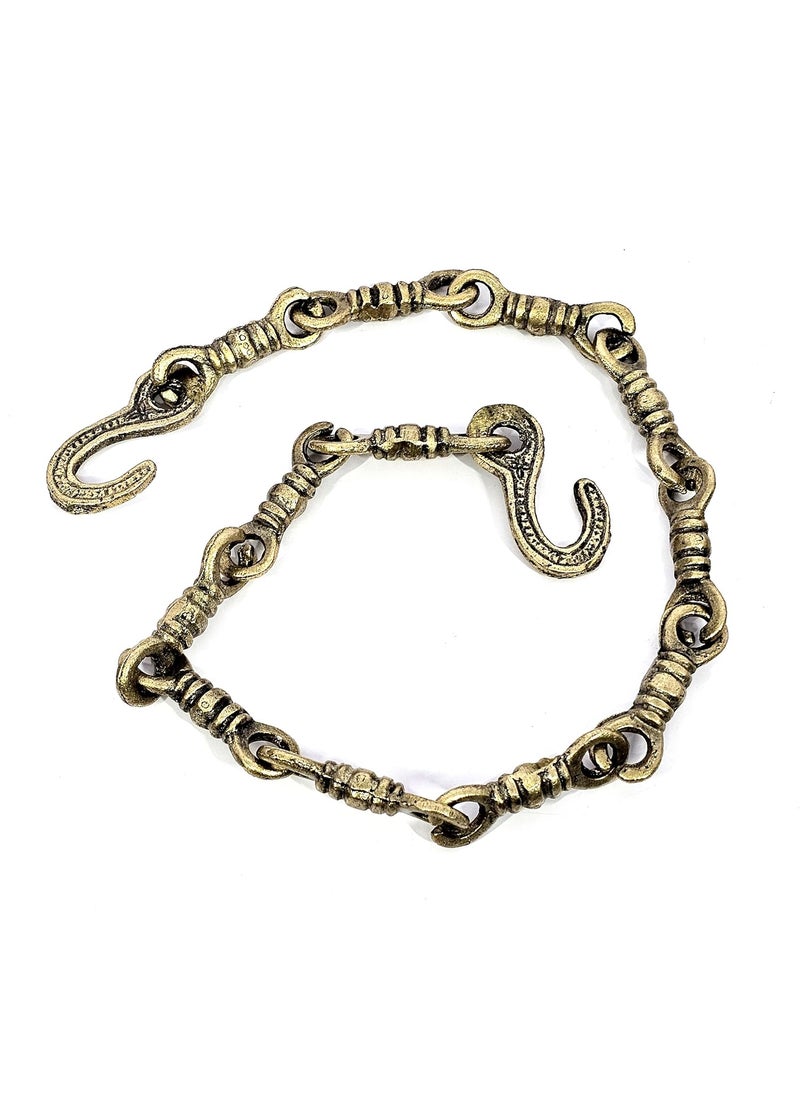 ESPLANADE ESPLANADE Brass Chain with Hooks for Hanging Bell Diya Deepak Bells Length 2 Feet 24 Inches Golden BrassChain2Feet  - Image 1