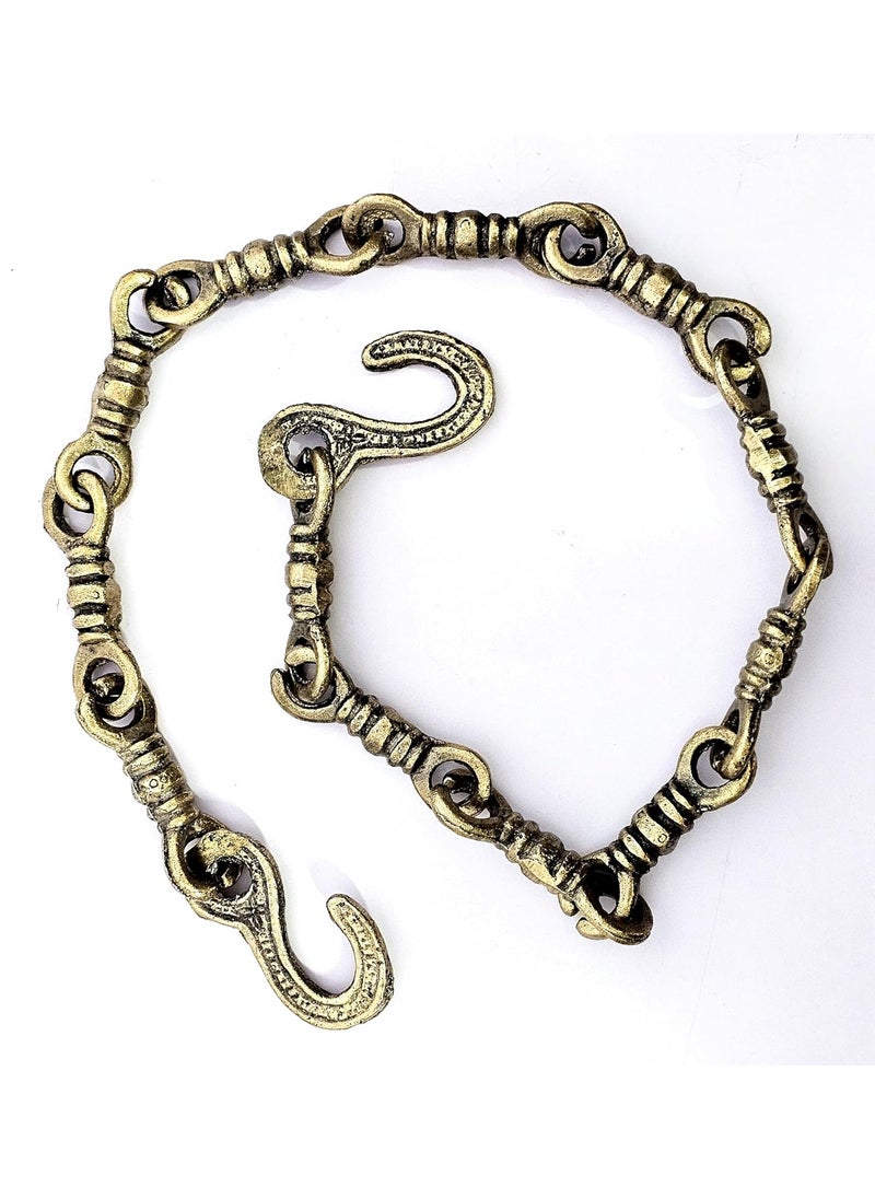 ESPLANADE ESPLANADE Brass Chain with Hooks for Hanging Bell Diya Deepak Bells Length 2 Feet 24 Inches Golden BrassChain2Feet  - Image 4