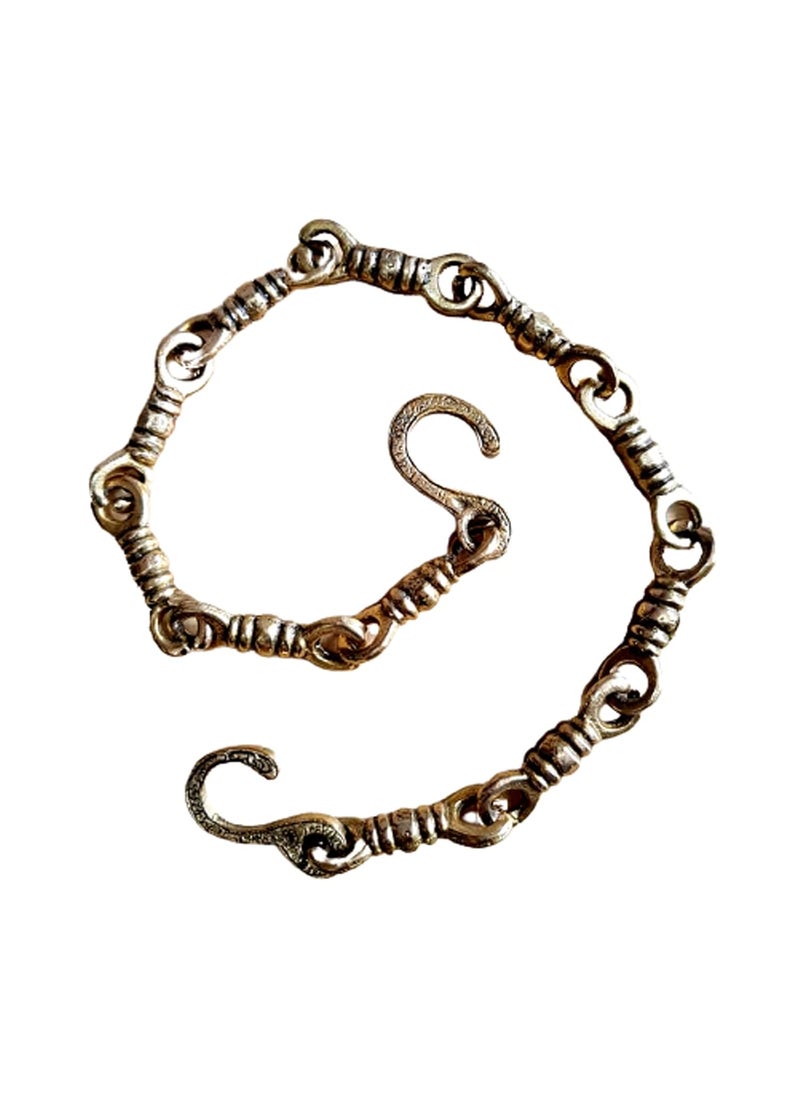 ESPLANADE ESPLANADE Brass Chain with Hooks for Hanging Bell Diya Deepak Bells Length 2 Feet 24 Inches Golden BrassChain2Feet  - Image 2