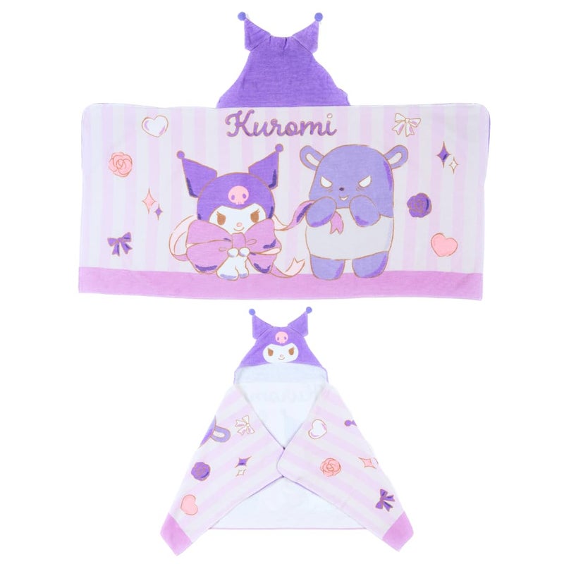 Sanrio Kuromi Kids Super Soft BathPoolBeach Soft Cotton Terry Hooded Towel Wrap 24 in x 50 in Officially Licensed Product by Franco