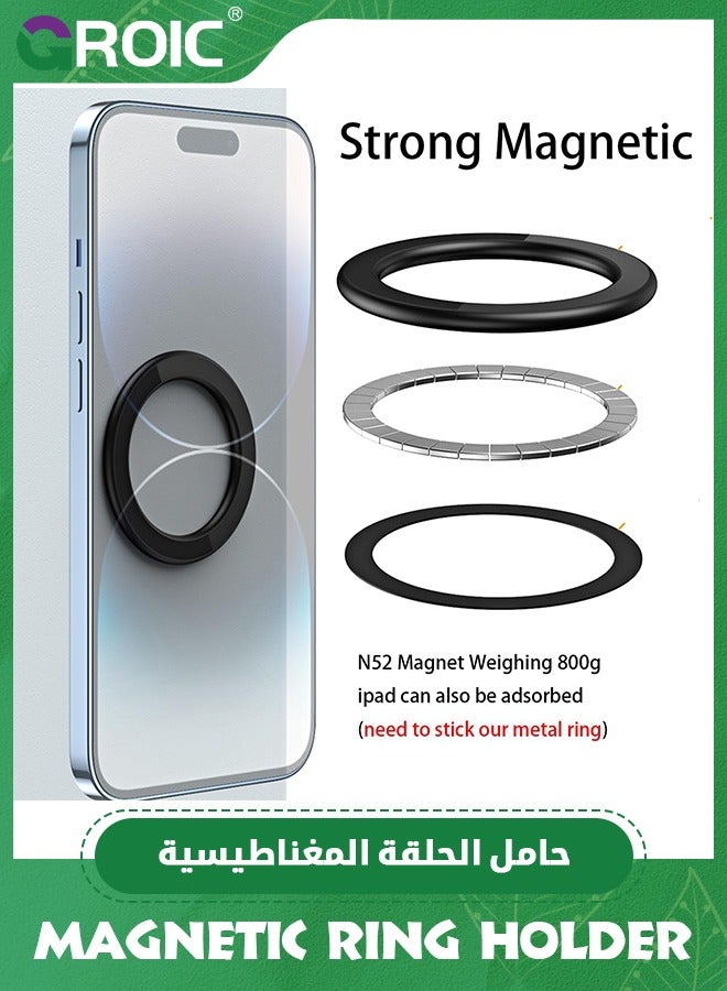 GROIC Black Magnetic Ring Holder for iPhone 15 14 13 12 Magnet Shower Wall Mount Mobile Phone Tablet Holder for Magsafe case Magnetic Car Accessories Phone Stand for Bathroom Wall  - Image 5