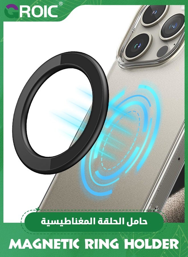 GROIC Black Magnetic Ring Holder for iPhone 15 14 13 12 Magnet Shower Wall Mount Mobile Phone Tablet Holder for Magsafe case Magnetic Car Accessories Phone Stand for Bathroom Wall  - Image 2