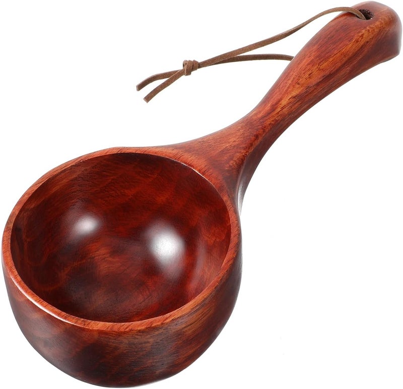 salbsever Bath Salt Scoop Wooden Kitchen Scoop Rice Spoon Multipurpose Large Solid Wood Water Spoon Scoops for Canisters Flour Scoop 8 Inch Soup Scoop Round Serving Soup for Cooking Stirring - Image 1