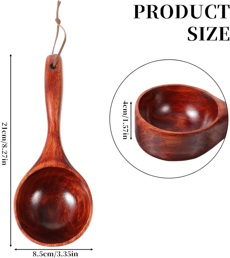 salbsever Bath Salt Scoop Wooden Kitchen Scoop Rice Spoon Multipurpose Large Solid Wood Water Spoon Scoops for Canisters Flour Scoop 8 Inch Soup Scoop Round Serving Soup for Cooking Stirring - Image 2