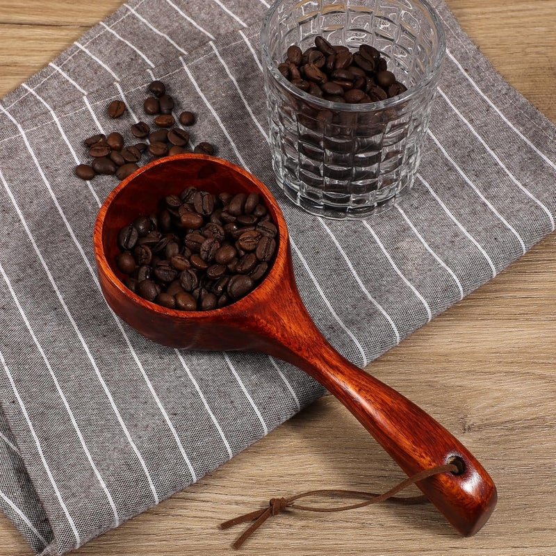salbsever Bath Salt Scoop Wooden Kitchen Scoop Rice Spoon Multipurpose Large Solid Wood Water Spoon Scoops for Canisters Flour Scoop 8 Inch Soup Scoop Round Serving Soup for Cooking Stirring - Image 3