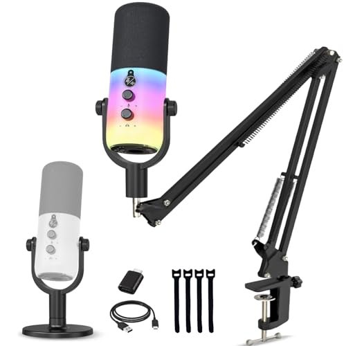 Audio Array AM-C48 XLR/USB Professional Full RGB Dynamic Microphone Kit | AI Noise Cancellation | Touch & Knob Controls | Built-in Headphone Monitoring | Podcasting, Recording, Streaming, YouTube - Image 1