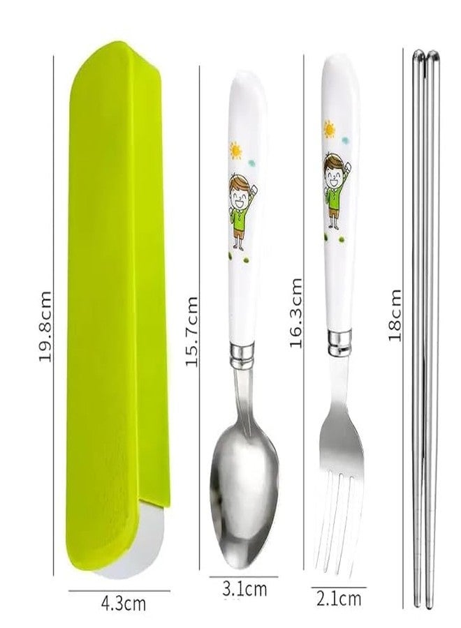 VARNH Reusable Kids Flatware Set – 4pcs Stainless Steel Utensils with Travel Case– Fork, Spoon, Chopsticks – Multicolor Set of 1 - Image 3