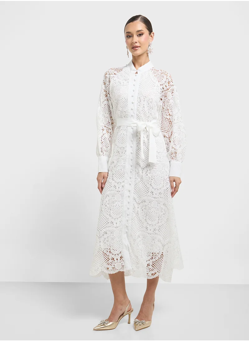 خزانة Lace Belted Dress
