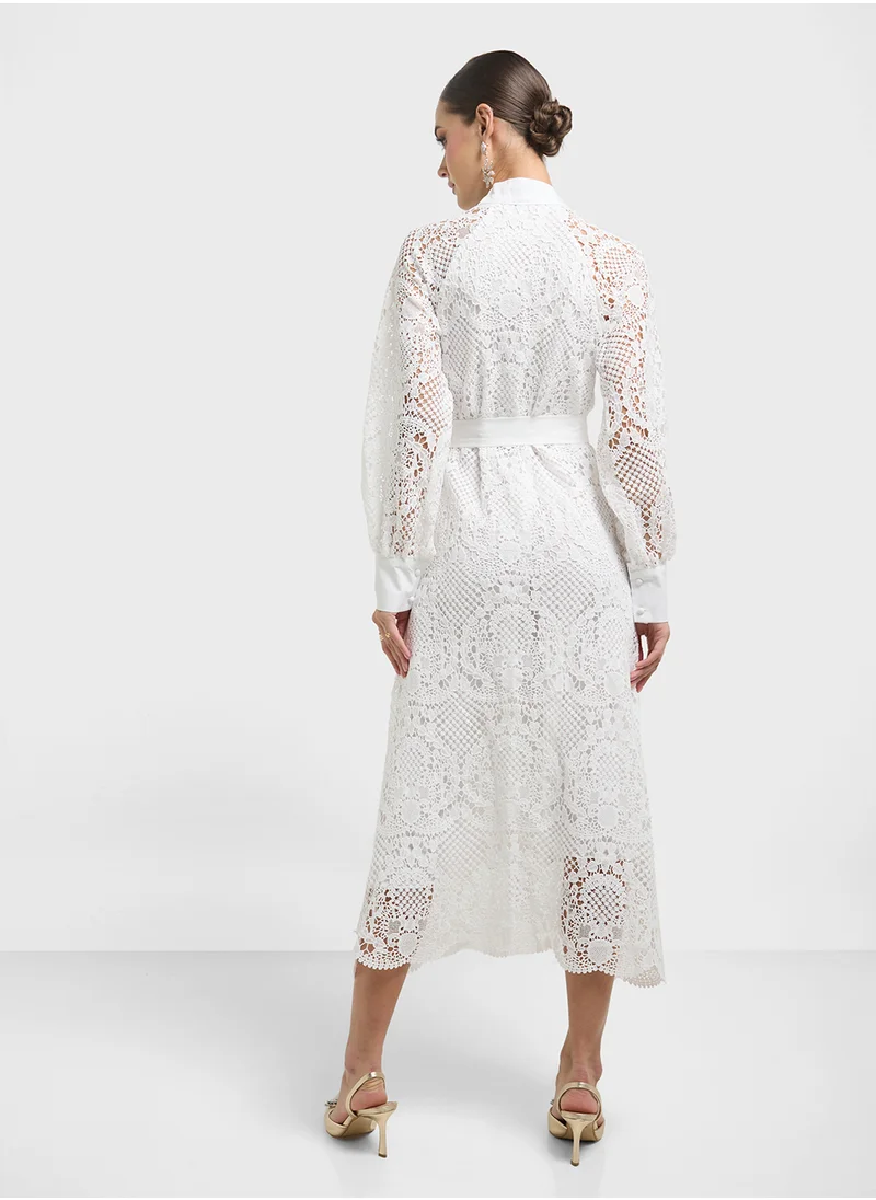 خزانة Lace Belted Dress