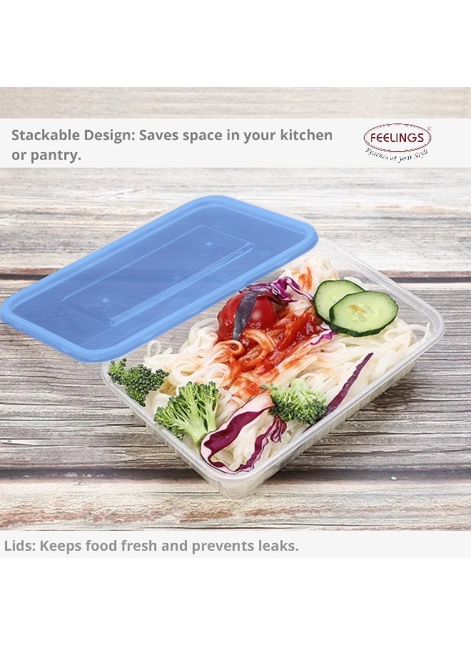 Feelings FEELINGS Plastic Food Containers with Lids, 5-Piece Set, 1000ml Each, BPA-Free, Airtight, Freezer/Microwave/Dishwasher Safe, Space-Saving  - Image 1