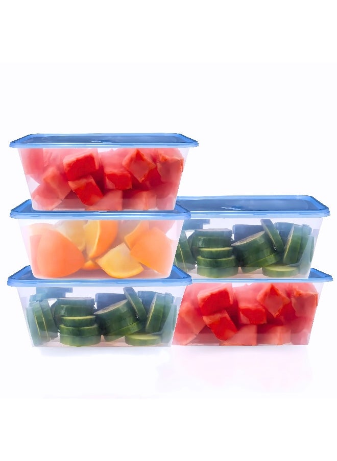 Feelings FEELINGS Plastic Food Containers with Lids, 5-Piece Set, 1000ml Each, BPA-Free, Airtight, Freezer/Microwave/Dishwasher Safe, Space-Saving  - Image 3
