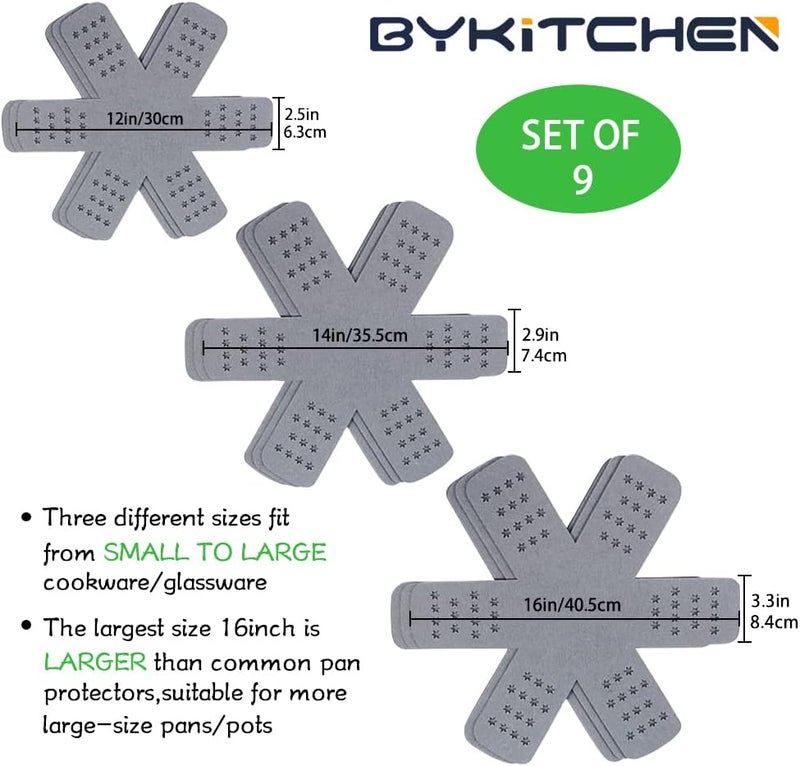 BYKITCHEN حماة المقالي مع نجوم، فواصل مقالي أكبر وأسمك، مجموعة من 9 وأحجام مختلفة 3 - Image 2