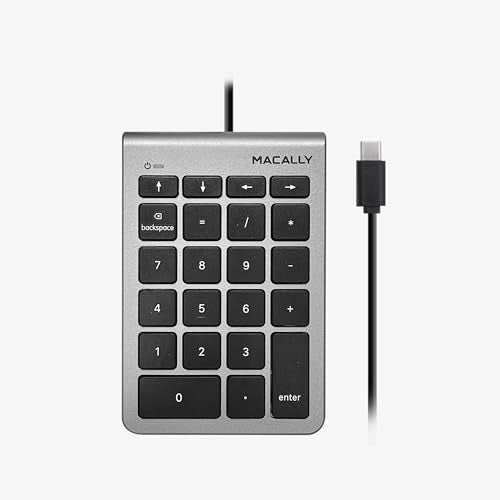MACALLY USB C Wired Number Pad for Mac - 10 Key USB Keypad, Type C Numeric pad, Number Keypad for Keyboard and Number Pad for Laptop, MacBook Pro/Air, iMac, and PC - 5ft Cable Numpad - Space Grey Keypads - Image 4