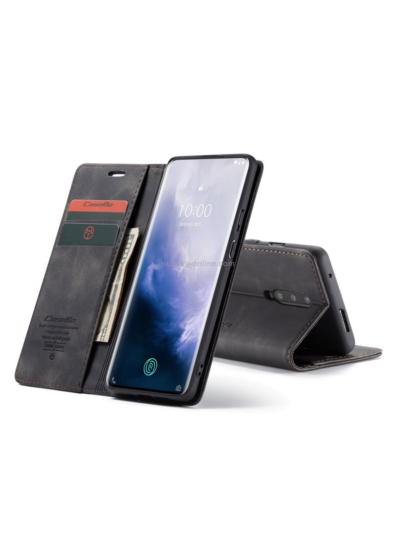 CaseMe Oneplus 7 Pro Case Wallet, for Oneplus 7 Pro Wallet Case Book Folding Flip Folio Case with Magnetic Kickstand Card Slots Protective Cover - Black - Image 5