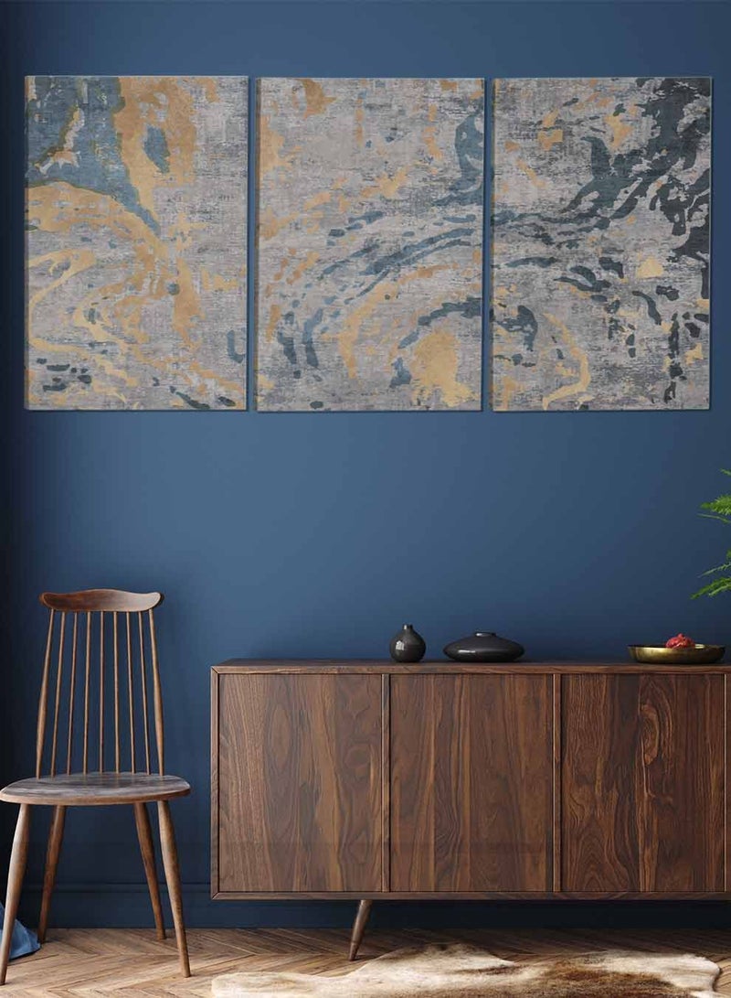 LOWHA Set Of 3 Framed Canvas Wall Arts Stretched Over Wooden Frame Retro Triptych Abstract Paintings For Home Living Room Office Decor - Image 2