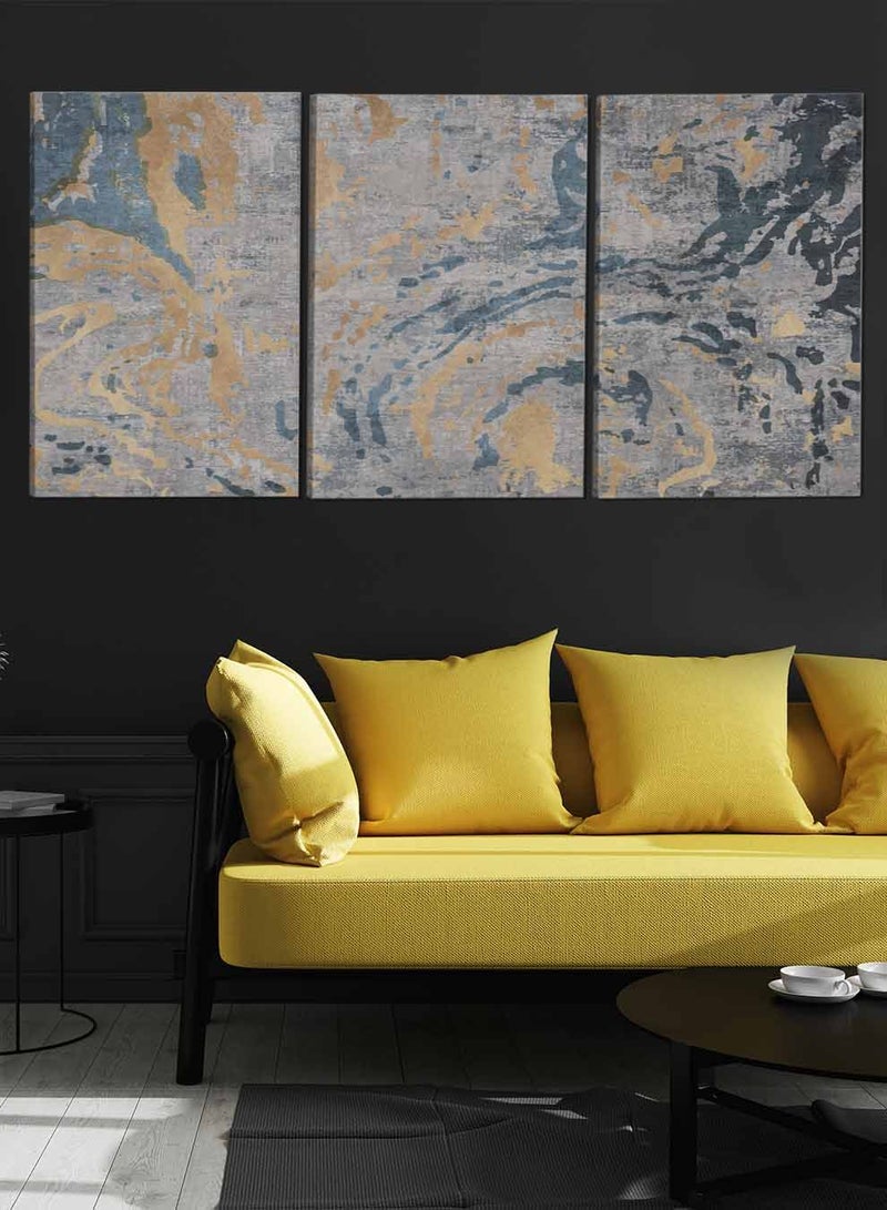 LOWHA Set Of 3 Framed Canvas Wall Arts Stretched Over Wooden Frame Retro Triptych Abstract Paintings For Home Living Room Office Decor - Image 3