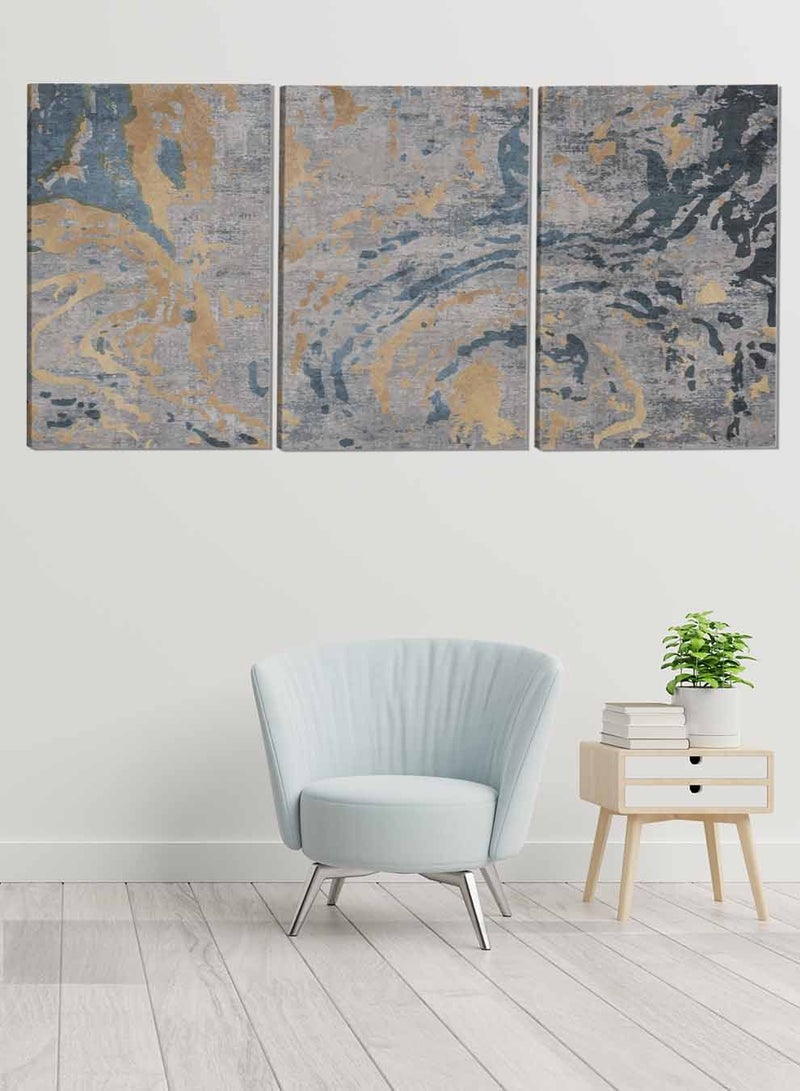LOWHA Set Of 3 Framed Canvas Wall Arts Stretched Over Wooden Frame Retro Triptych Abstract Paintings For Home Living Room Office Decor - Image 1