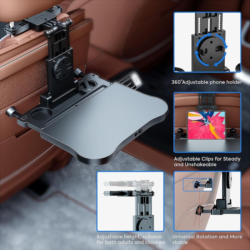 FANXIN Foldable Travel Tray for Rear Passenger Seat Car Food Trays for Eating Car Desk for Laptop Working on The Road with NonSlip Mat - Image 5