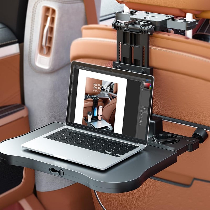 FANXIN Foldable Travel Tray for Rear Passenger Seat Car Food Trays for Eating Car Desk for Laptop Working on The Road with NonSlip Mat - Image 3