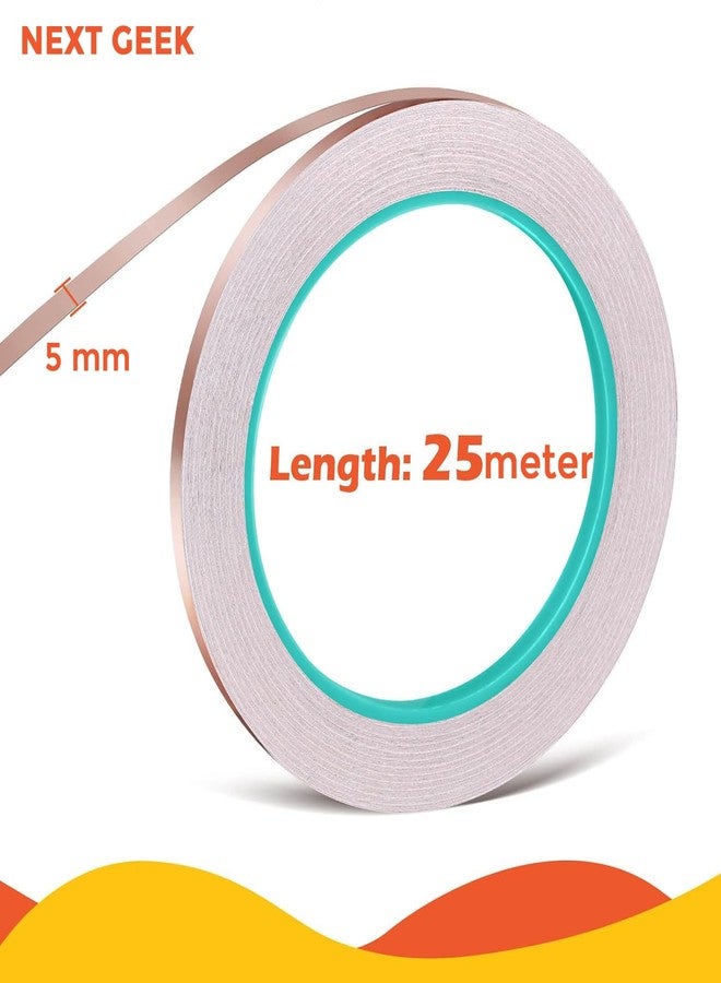 NEXT GEEK Copper Conductive Tape 5mm x 25m Self Adhesive Foil Tape for Paper Circuits, Electrical Projects & DIY Crafts - Image 2
