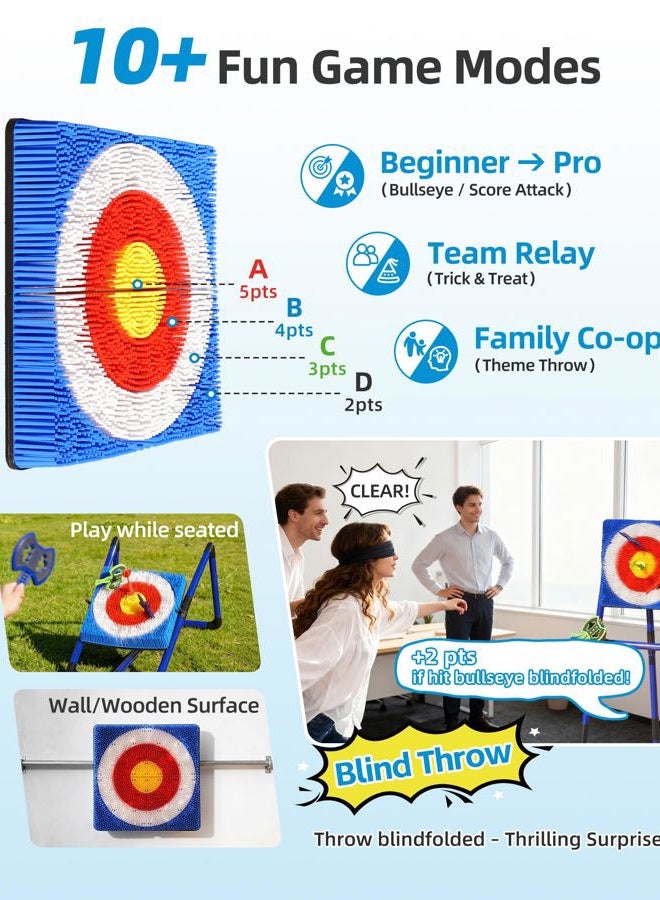 TAILBB Axe Throwing Game for Backyard with Bristle Target & 12 Throwing Axes Set, Indoor & Outdoor Games for Adults, Kids & Family, Yard Games Toys, Axe Throwing Target,Dart Board,Carnival Games(Blue) - Image 5