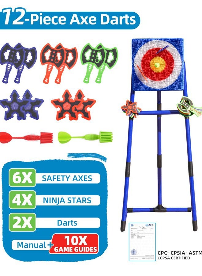 TAILBB Axe Throwing Game for Backyard with Bristle Target & 12 Throwing Axes Set, Indoor & Outdoor Games for Adults, Kids & Family, Yard Games Toys, Axe Throwing Target,Dart Board,Carnival Games(Blue) - Image 3