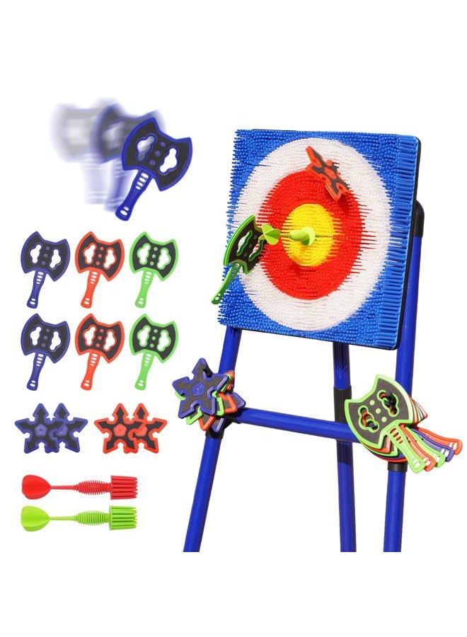 TAILBB Axe Throwing Game for Backyard with Bristle Target & 12 Throwing Axes Set, Indoor & Outdoor Games for Adults, Kids & Family, Yard Games Toys, Axe Throwing Target,Dart Board,Carnival Games(Blue) - Image 1