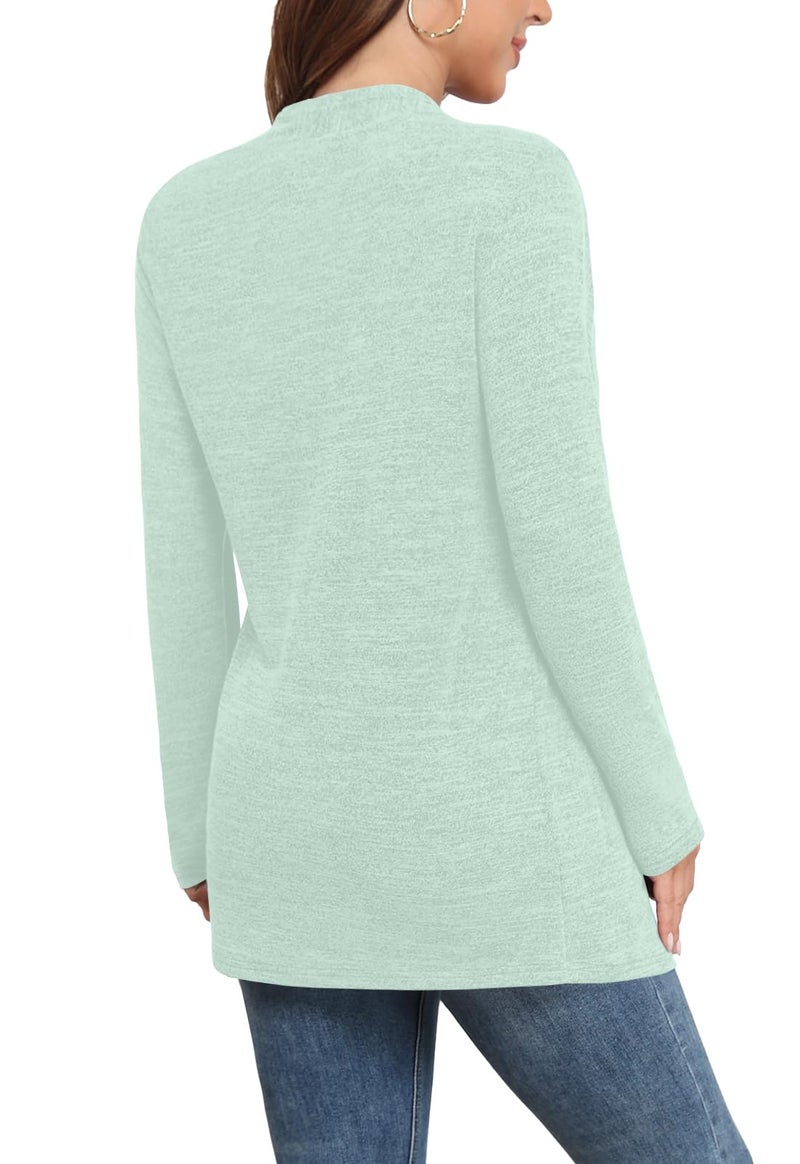 Yincro Womens Lightweight Cardigan Long Sleeve Open Front Casual Sweater Cardigans with Pockets (Mint Green, XL) - Image 2