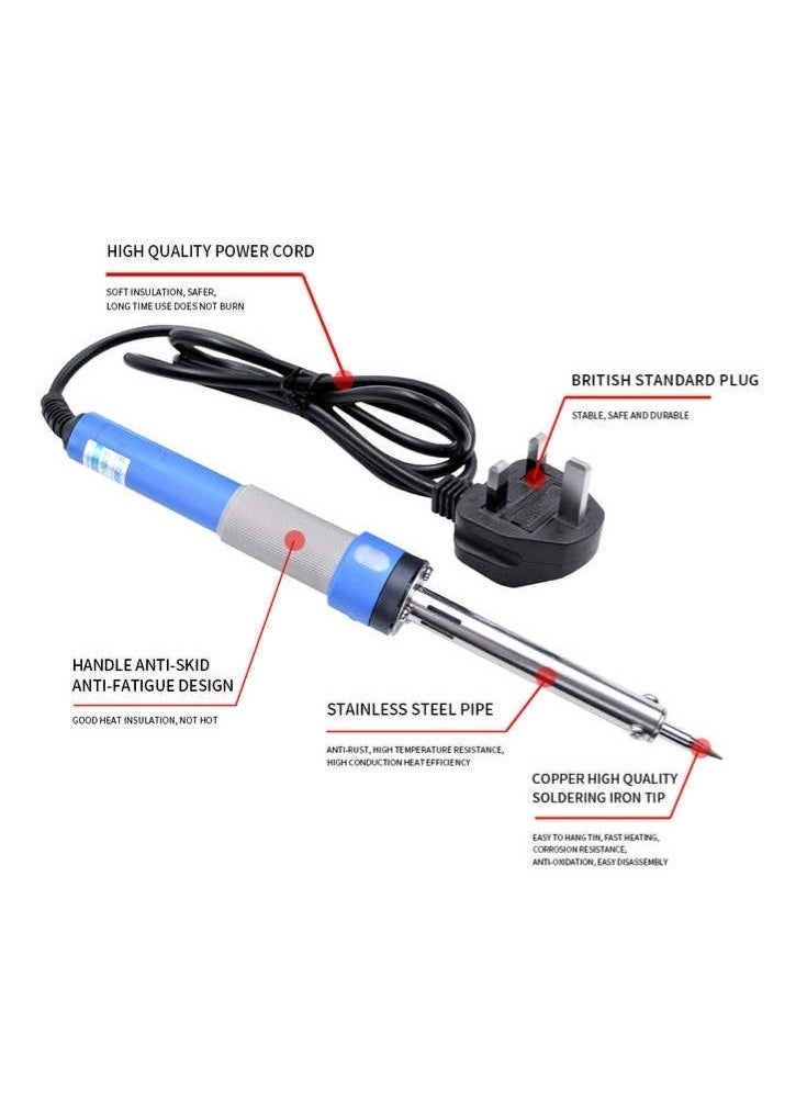 Hi Max Professional Electric Soldering Iron, 60W Fast Heating with Anti-Skid Heat-Insulated Handle, High-Quality Copper Tip & UK Standard Plug - Image 3