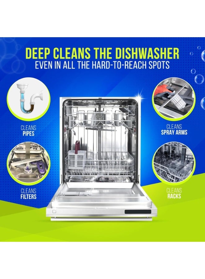 Dishwasher Cleaner and Deodorizer Tablets 12-Pack, Deep Cleaning Descaler for Dishwasher Machine, Heavy Duty, Septic Safe, Removes Grease u0026 Build-ups(No Scent) - Image 2