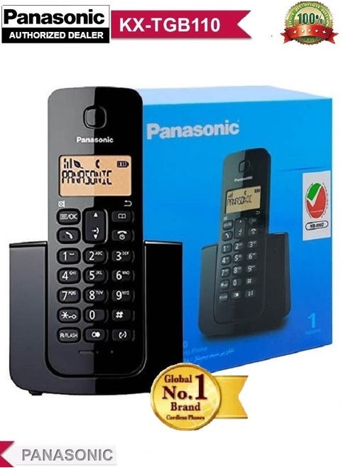 Panasonic KX-TGB110 Digital Cordless Landline Telephone With Caller ID Black