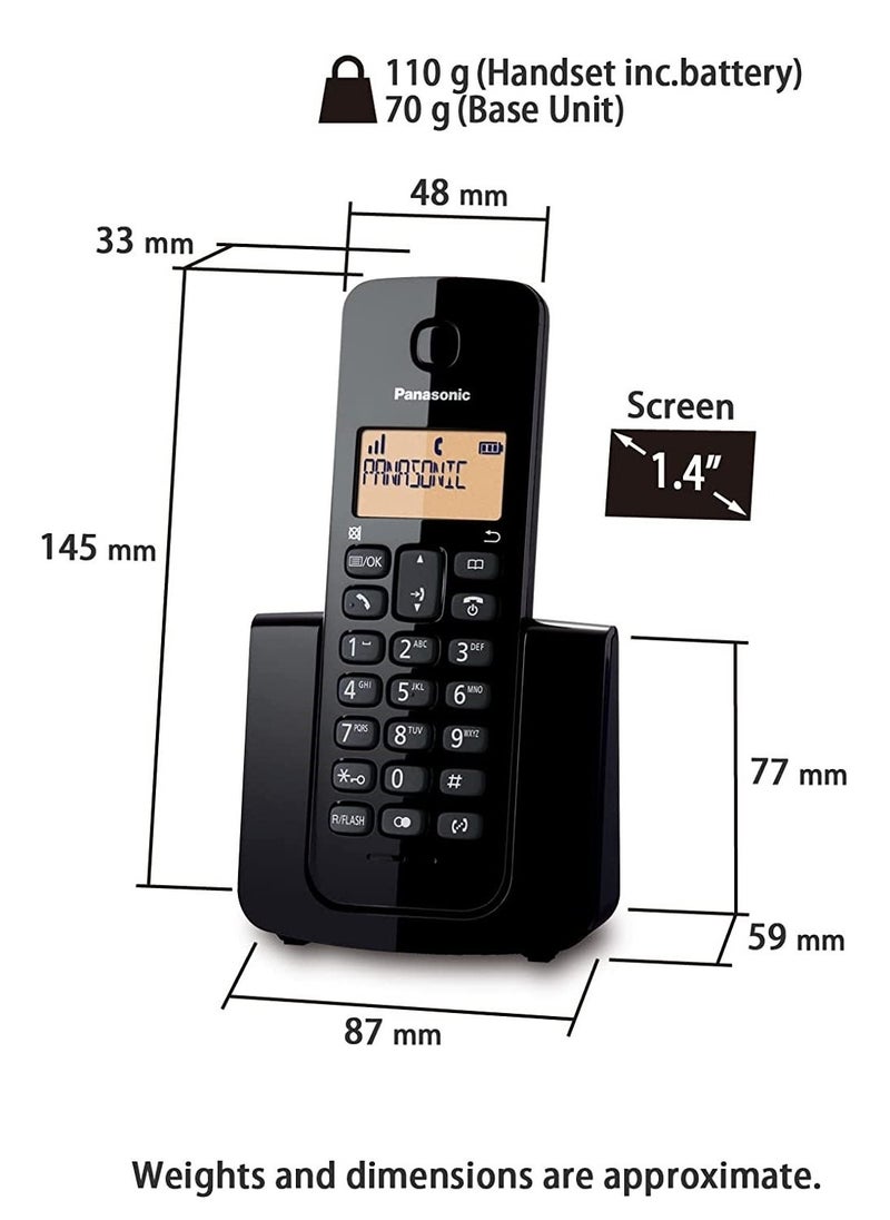 Panasonic KX-TGB110 Digital Cordless Landline Telephone With Caller ID Black