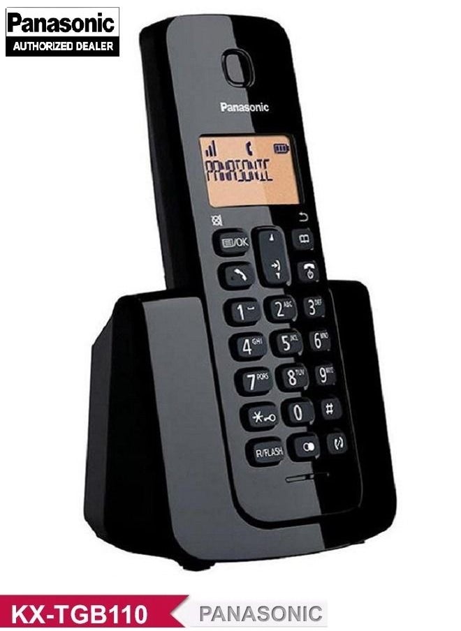 Panasonic KX-TGB110 Digital Cordless Landline Telephone With Caller ID Black