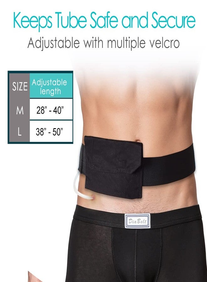 DiaBelt [2 Pack] Feeding Tube Belt Peg Holder PD Catheter G-Tube J Feeding Tube Peritoneal Dialysis Accessories for Stomach Women Men Adults Adults Black - Image 4