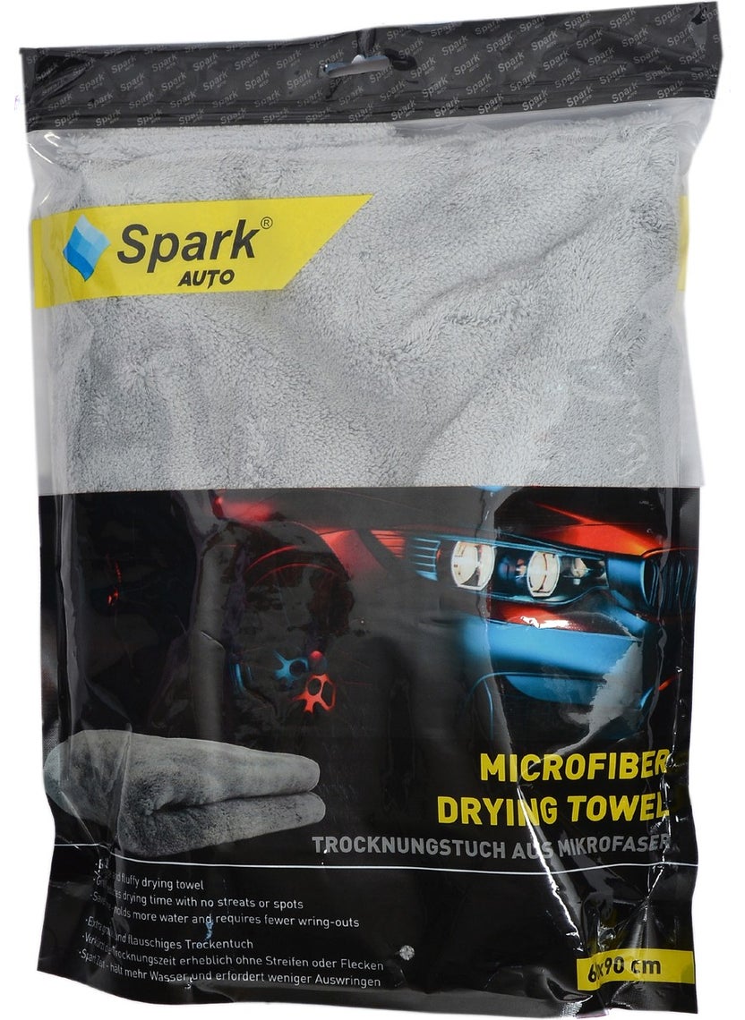 Set of 2 Microfiber Large Size Plush Car Drying Cloth and Washing & Cleaning Sponge