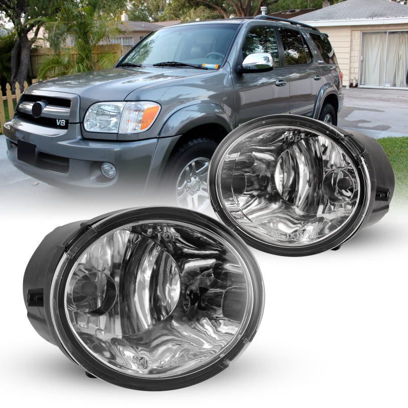 AUTOFREE Fog Lights Compatible for Toyota Tundra 20002006 Sequoia 20012007 with Bulbs 9006 12V 51W Driving Lamps Replacement included Wiring Kit  Switch1 Pair Clear Lens