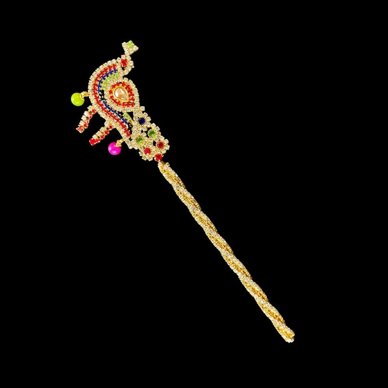 Salvus APP SOLUTIONS Handcrafted Metal Work BansuriFlute for Krishna Idol Decorative Indian Artwork for Home or Office Decor Multicolor 6x2 inch - Image 1