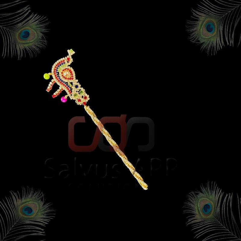 Salvus APP SOLUTIONS Handcrafted Metal Work BansuriFlute for Krishna Idol Decorative Indian Artwork for Home or Office Decor Multicolor 6x2 inch - Image 4