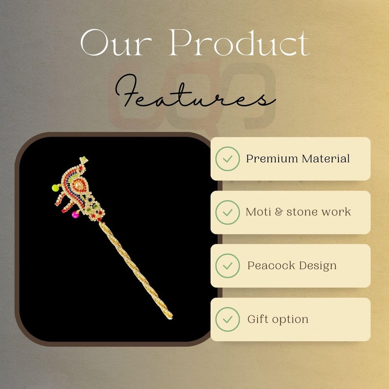 Salvus APP SOLUTIONS Handcrafted Metal Work BansuriFlute for Krishna Idol Decorative Indian Artwork for Home or Office Decor Multicolor 6x2 inch - Image 3