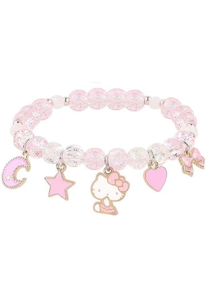 YUCCA Cute Cat Bracelet Stuff Kawaii Matching Bracelets Set Crystal Bead Friendship Bracelets Birthday Christmas Valentine's Day BFF Distance Jewelry Gifts for Women Girlfriend Best Friend Sister (Cat Eye + Crystal Stone) - Image 3