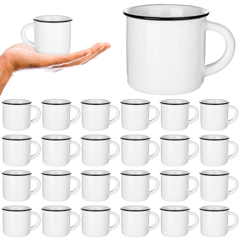 أكواب قهوة سيراميك بيضاء من Uiifan 24 قطعة بالجملة أكواب إسبريسو عتيقة أكواب شاي صغيرة للسفر مع مقبض أكواب DIY للشاي والقهوة والعصير والشوكولاتة الساخنة 236 أونصة