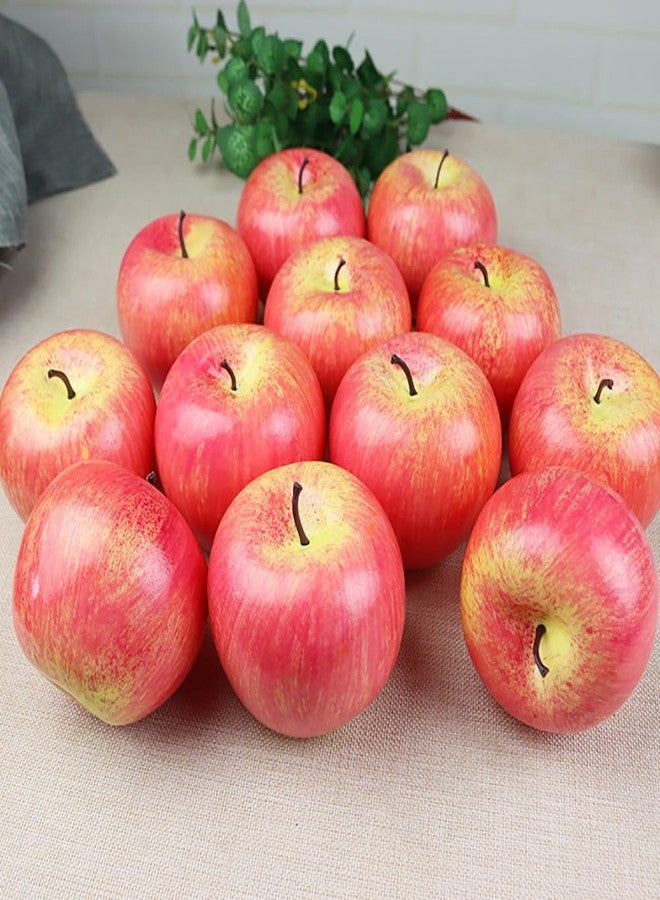 ccHuDE 6 Pcs 8cm Realistic Red & Green Apple Decorative Lifelike Artificial Fruits - Image 2