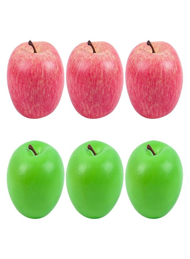 ccHuDE 6 Pcs 8cm Realistic Red & Green Apple Decorative Lifelike Artificial Fruits - Image 1