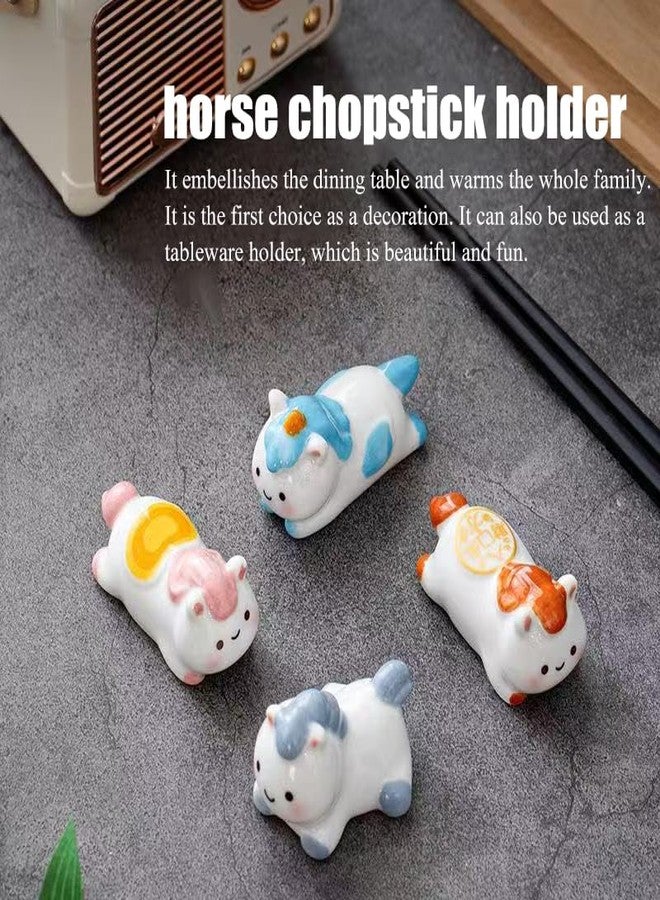 Vay Forwarg Ceramic Chopstick Rest Animal Series Anime Cartoon Horse Chopstick Rest Unicorn Desktop Ornament Cutlery Rack Creative Gift 4 Pieces - Image 2