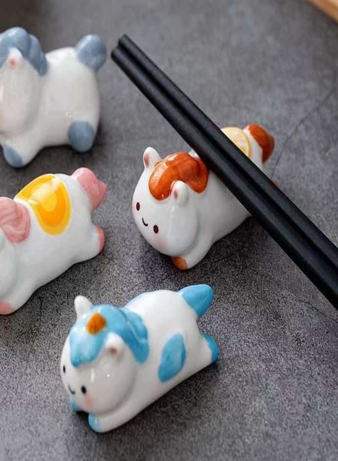 Vay Forwarg Ceramic Chopstick Rest Animal Series Anime Cartoon Horse Chopstick Rest Unicorn Desktop Ornament Cutlery Rack Creative Gift 4 Pieces - Image 3