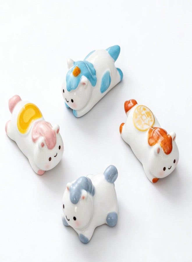 Vay Forwarg Ceramic Chopstick Rest Animal Series Anime Cartoon Horse Chopstick Rest Unicorn Desktop Ornament Cutlery Rack Creative Gift 4 Pieces - Image 1