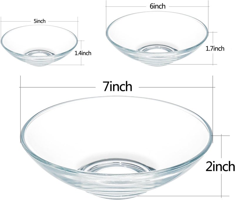 FOYO Clear Glass Bowls  15oz Cereal Pasta Soup  Dessert Bowls  7 inch Set of 2 - Image 3
