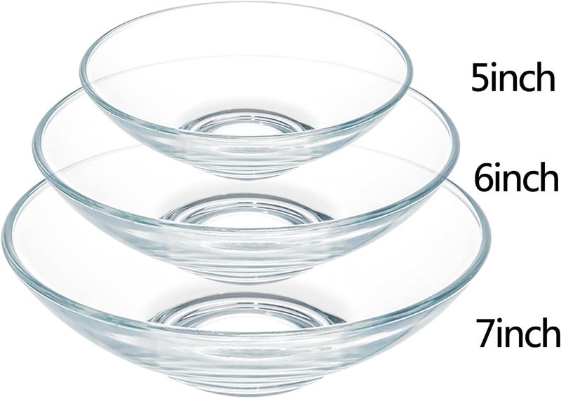 FOYO Clear Glass Bowls  15oz Cereal Pasta Soup  Dessert Bowls  7 inch Set of 2 - Image 2