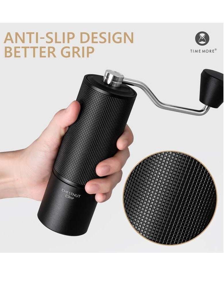 TIMEMORE Chestnut C3 ESP Hand Coffee Grinder, Manual Coffee Hand Grinder Capacity 25g with CNC Stainless Steel Conical Burr, Internal Adjustable Setting, Double Bearing Positioning for Travel, Camping (Black) - Image 5