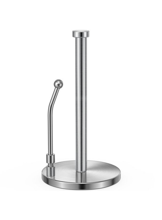 SMARTAKE SMARTAKE Paper Towel Holder, Paper Towel Dispenser Standing Weighted Base Non Slip, Spring Arm for Easy Tear, Stainless Steel Paper Towel Holder for Home Kitchen Countertop Tabletop, Silver  - Image 1